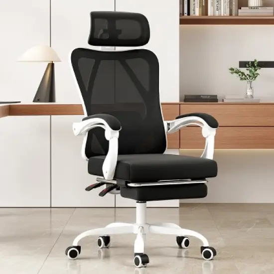 GlasFlength Task and Office Chairs with Support Armrest，Ergonomic, Adjustable，Computer Chair and Gaming Chair, Black, 24"*24.8"*45" image {4}