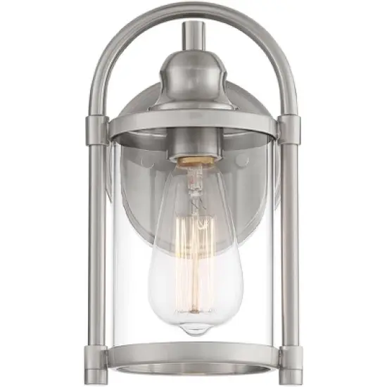 John Timberland Avani Rustic Farmhouse Outdoor Wall Light Fixture Brushed Nickel 10 1/4" Clear Glass for Exterior Barn Deck House Porch Yard Patio image {4}