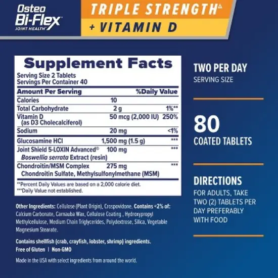 Osteo Bi-Flex Triple Strength & Vitamin D Joint Health Tablets - 80ct image {9}