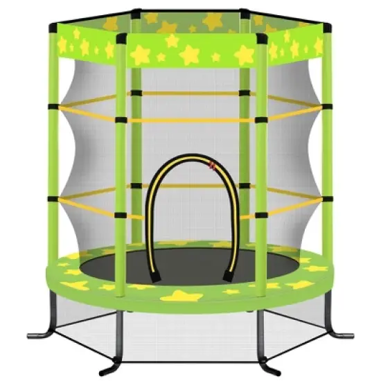 55 in. Trampoline with Safety Net, 4.5FT Outdoor Indoor Round Bouncer,Fun Jumping Toy for Children, Cute Star Design image {5}