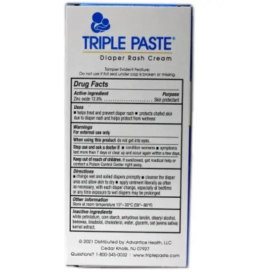 Triple Paste Zinc Oxide Diaper Rash Cream 2 Oz image {5}