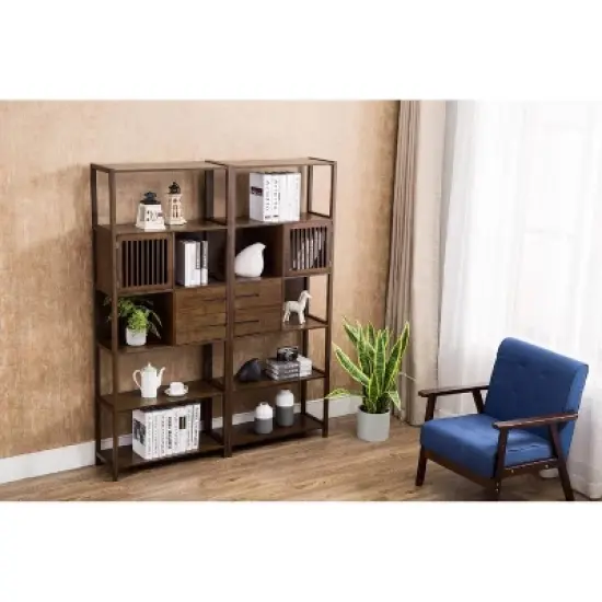 Selma Bamboo Bookcase Left Facing Spindle Cabinet - Boraam image {5}