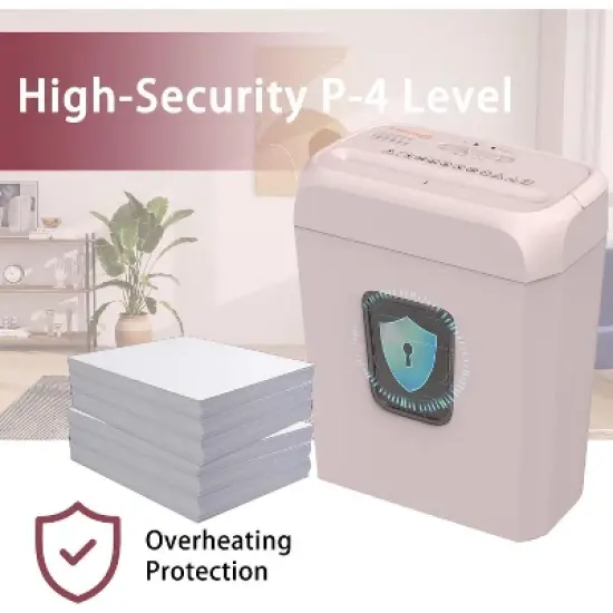 Bonsaii 6-Sheet Crosscut Paper Shredder for Home Use, Shreds Paper, Credit Cards, Staples, Clips, 3.4 Gal Wastebasket, Pink, with Handle image {2}