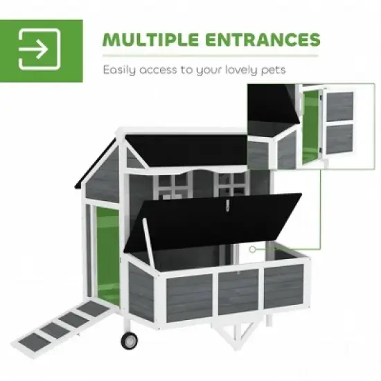 Resenkos 50" H Rolling Small Animal Cage with Hammock, Ferret Cage, Chinchilla Cage, Pet Habitat with 4 Doors, Removable Tray Gray image {1}