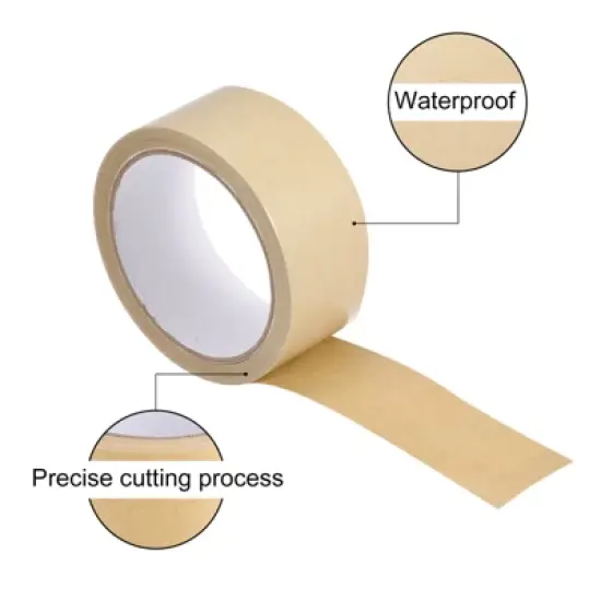 Unique Bargains Paper Adhesive Packing Tape for Masking Sealing Brown 2 Pcs image {3}