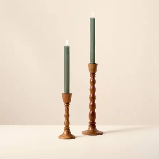6pk Ribbed Flameless Taper Candles - Hearth & Hand&trade; with Magnolia image {2}