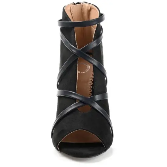 Journee Collection Womens Samara Back Heel Zip Peep Toe Stiletto Booties image {5}