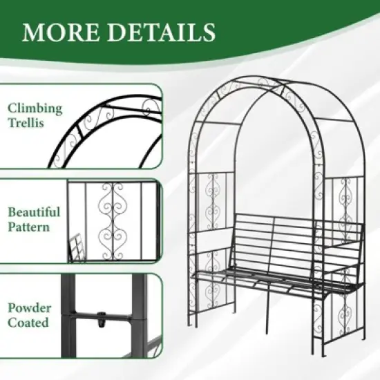 Karl Home 6.7' H Metal Outdoor Arbor With Bench image {2}