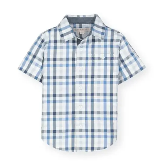 Hope & Henry Boys' Seersucker Short Sleeve Button Down Shirt, Infant image {6}