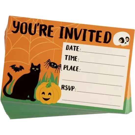 Juvale 60-Pack Halloween Invitation Cards with Orange Envelopes and Seals (4 x 6 inches) image {5}