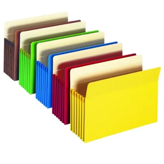 Smead File Pocket, Straight-Cut Tab, 5-1/4" Expansion, Letter Size, Assorted Colors, 5 per Pack (73836) image {5}