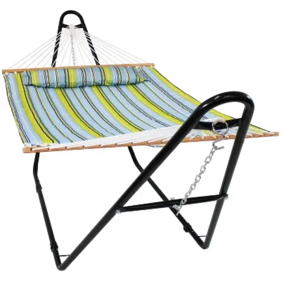 Sunnydaze Double Quilted Fabric Hammock with Universal Steel Stand - 450-Pound Capacity image {15}