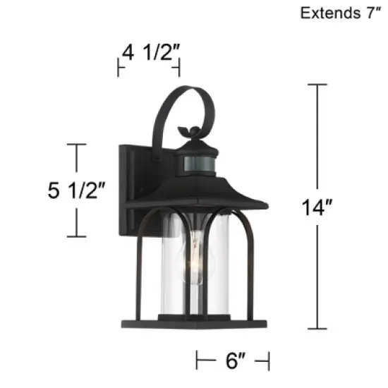 John Timberland Adaes Mission Outdoor Wall Light Fixture Textured Black Motion Sensor 14 1/4" Clear Glass for Post Exterior Barn Deck House Porch Yard image {6}