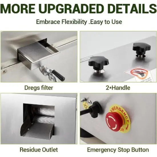 Commercial Sugar Cane Juicer Machine Electric Press Extractor 660LBS/H With Wheels image {6}