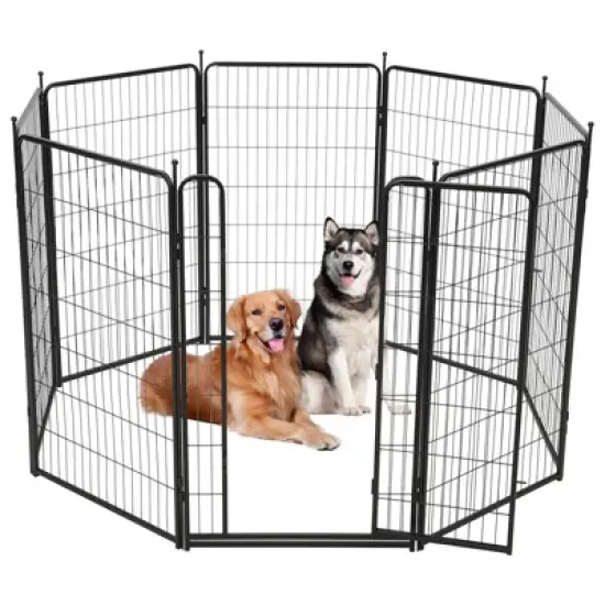 Dog Playpen,48 Inch(H) 18 Ft(L) 8 Panels Dog Fence Indoor/Outdoor ,Heavy Duty Metal Pet Puppy Exercise Pen,  Wide Door Low Threshold image {10}
