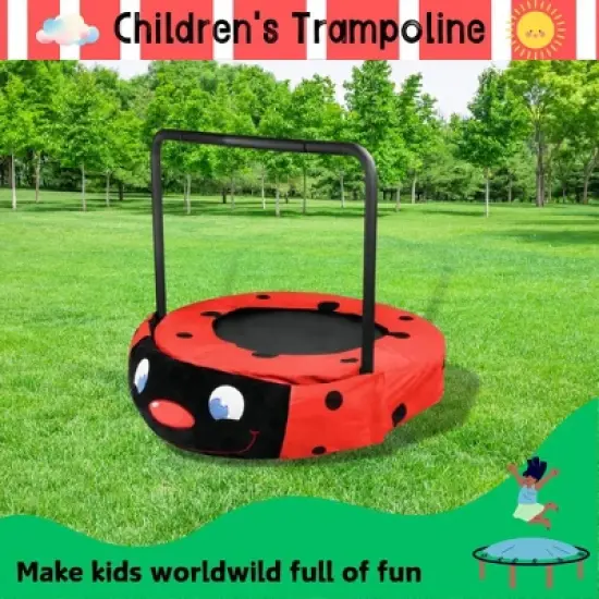 Jump Into Fun Mini Toddler Trampoline, 36 Inch Trampoline with Foam-Padded Handlebar Foldable Indoor Outdoor Trampoline, Kids Trampoline Birthday image {2}