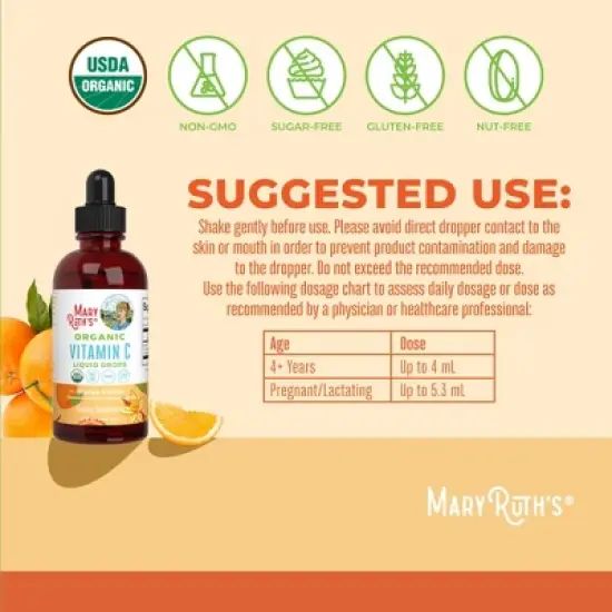 MaryRuth's Adult Vitamin C Drops, Orange Vanilla, Org, 4 oz image {2}