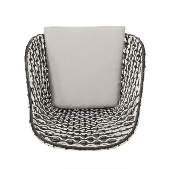 Neblett 3pc Patio Wicker Chat Set - White/Beige/Black - Christopher Knight Home image {3}