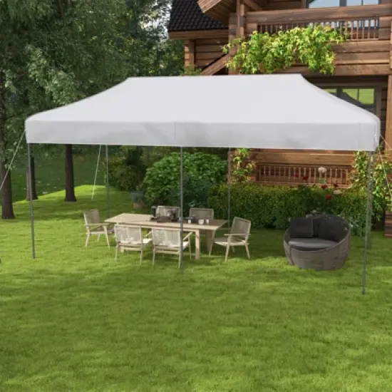 DSVIMOY 10'*20' Pop Up Canopy Tent, Outdoor Instant Gazebo Sun Shade Shelter for Catering, Wedding, White, 230.4"*115.2"*132" image {1}