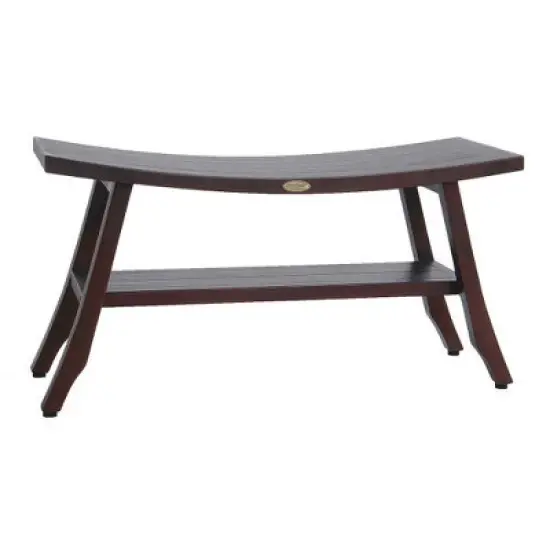 DecoTeak&reg; Satori&reg; 34" Teak Wood Shower Bench with Shelf in Woodland Brown Finish image {6}