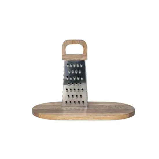 Storied Home Steel Grater with Mango Wood Cheese Board image {2}