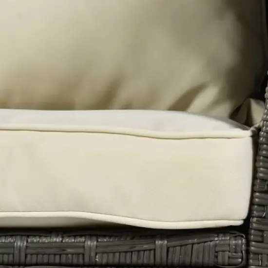 6pc Outdoor Wicker Set with Loveseats, Sofa, Chair, Coffee Table & Bench - Beige - GODEER image {13}