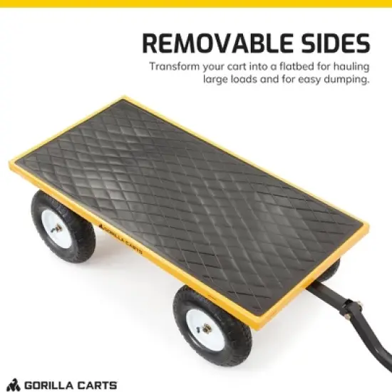 Gorilla Carts Heavy Duty Utility Cart, All Terrain Garden Wheelbarrow Wagon, 1200 Lb, Yellow - Gardening Equipment for Yard, Lawn, and Outdoor Use image {2}