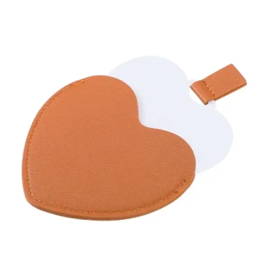 Unique Bargains Stainless Steel Heart Shaped Compact Makeup Mirror and PU Leather Case image {7}