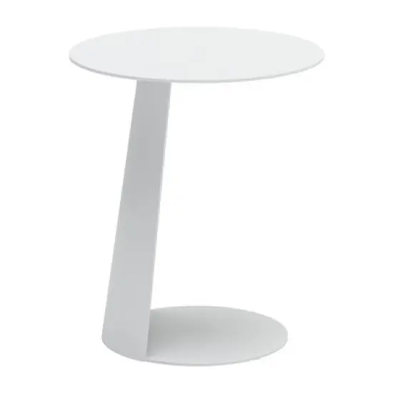HomeRoots 16" White Aluminum Rounded Outdoor Side Table image {3}