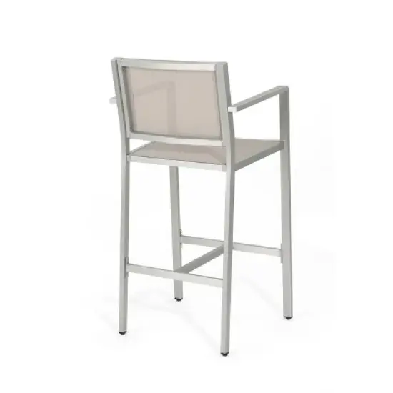 29.50" Barstools with Silver Rust-Proof Aluminum Frame, Grey Mesh, Set of 2 image {7}