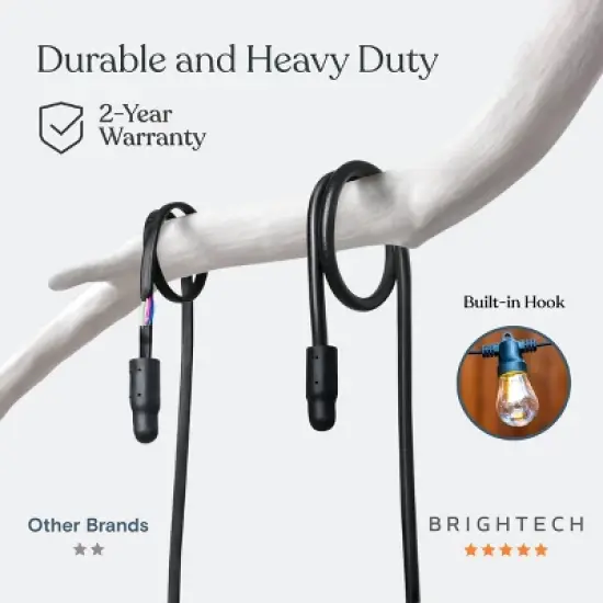 Brightech 12-Bulb LED Ambience Pro Solar 1W 27ft 2700K S14 Outdoor String Lights Clear Bulb Black Wire image {6}