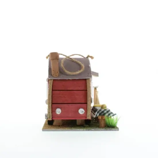 7.95" Trailer Wood Birdhouse Red - Zingz & Thingz image {7}