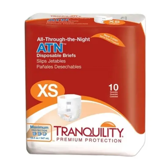 Tranquility ATN (All-Through-the-Night) Adult Disposable Briefs with Re-Fastenable Tabs image {7}