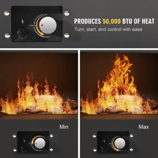 YARDSIGHT Iron Rectangular Gas Fireplace with Grey Heat Transfer and Black High-Temperature Powder Coating - Modern & Durable image {4}