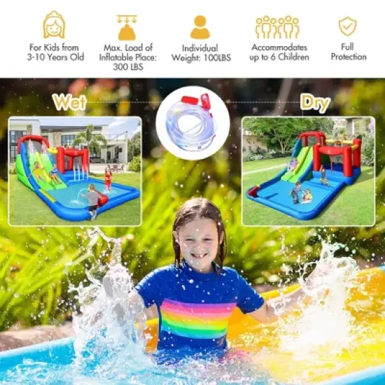 Costway Inflatable Water Slide Kids Jumping Bounce Castle w/ Ocean Balls & 780W Blower image {5}