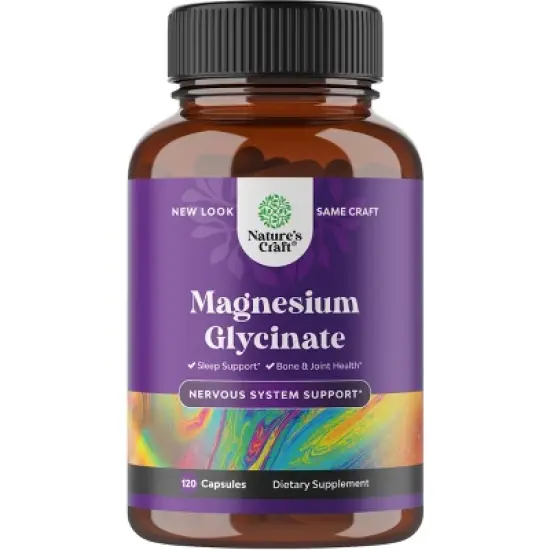 Magnesium Glycinate Capsules, Magnesium Supplement for Calming Sleep + Muscle Bone & Nerve Support, Nature's Craft, 120 or 180ct image {4}