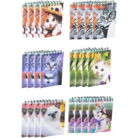 Juvale Spiral-Bound Notepads - 24-Pack Mini Top Spiral-Bound Notebooks for To-do Lists, Lined Paper, 6 Cats 3D Cover Designs, 55 Pages, 2.75x4.25" image {7}