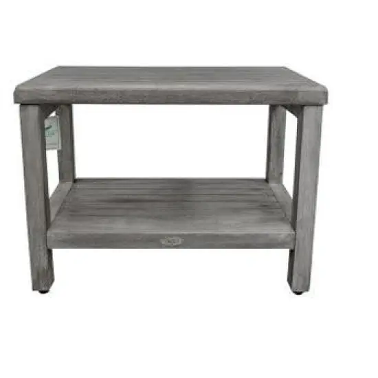 CoastalVogue&reg; Eleganto&reg; 24" Teak Wood Shower Bench with Shelf in Antique Gray Finish image {11}