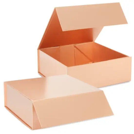 Stockroom Plus 6 Pack Square Magnetic Gift Box with Lid, 10x10x4 Groomsmen and Bridesmaid Boxes for Proposal, Glossy Rose Gold image {5}