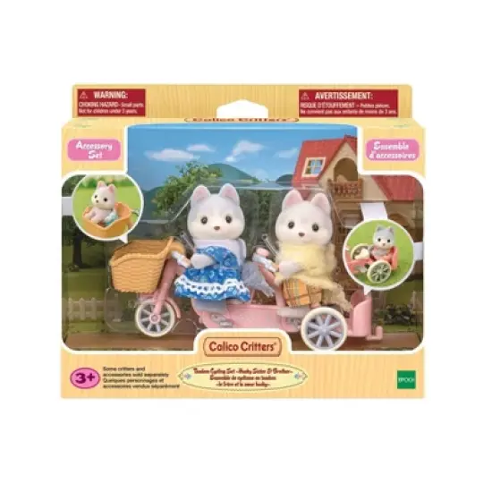 Calico Critters Tandem Cycling Set Husky Sister & Brother image {1}