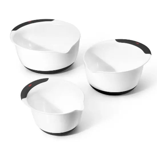 OXO 3pc Plastic Mixing Bowl Set with Black Handles: Dishwasher-Safe, 1.5, 3, 5 qt. Bowls, Polypropylene, Black image {1}