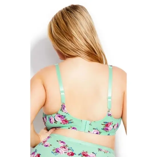 Women's Plus Size Fashion Soft Caress Bra - mint floral | AVENUE image {1}