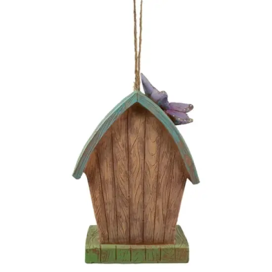 Northlight 10" Brown and Green Hanging Birdhouse with Butterflies Outdoor Garden Decor image {3}