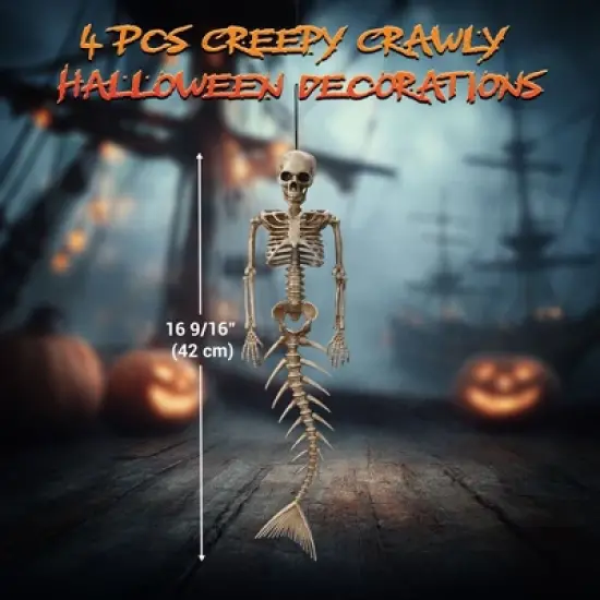 Yescom 4Pcs 16" Posable Mermaid Skeleton Halloween Decoration Movable Bone Pirate Theme Outdoor Yard image {8}