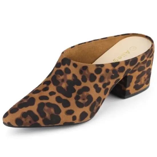 Allegra K Women's Pointed Toe Slip on Block Heel Slide Mules image {9}