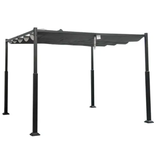 Costway 10' x 10' Outdoor Pergola with Retractable Canopy Heavy-Duty Metal Columns image {1}