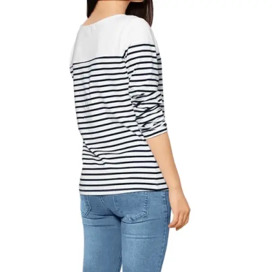 Allegra K Women's Color Block Long Sleeve Striped T-Shirt image {2}