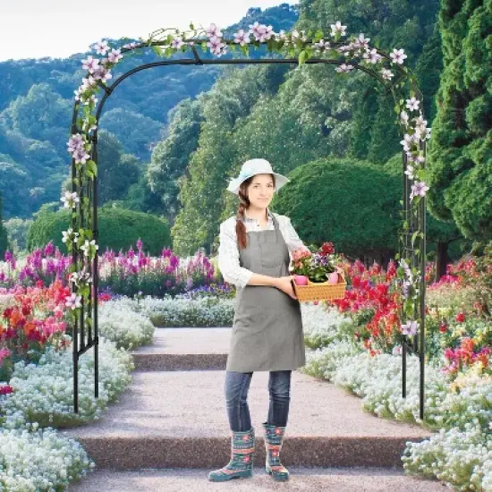 DoCred Garden Arch Trellis for Climbing Plants, 87'' H Large Garden Trellis OutdoorMetal Plant Support Trellis Archway Arbor Tunnel Trellis image {6}