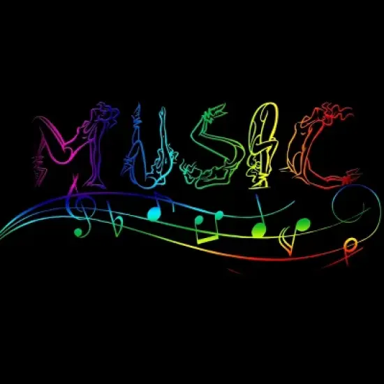 Junior's Design By Humans Rainbow Yoga Music Notes By AleksandrYacenko T-Shirt image {1}