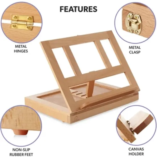 7 Elements Wooden Tabletop Art Easel with Palette and Storage Drawer image {3}